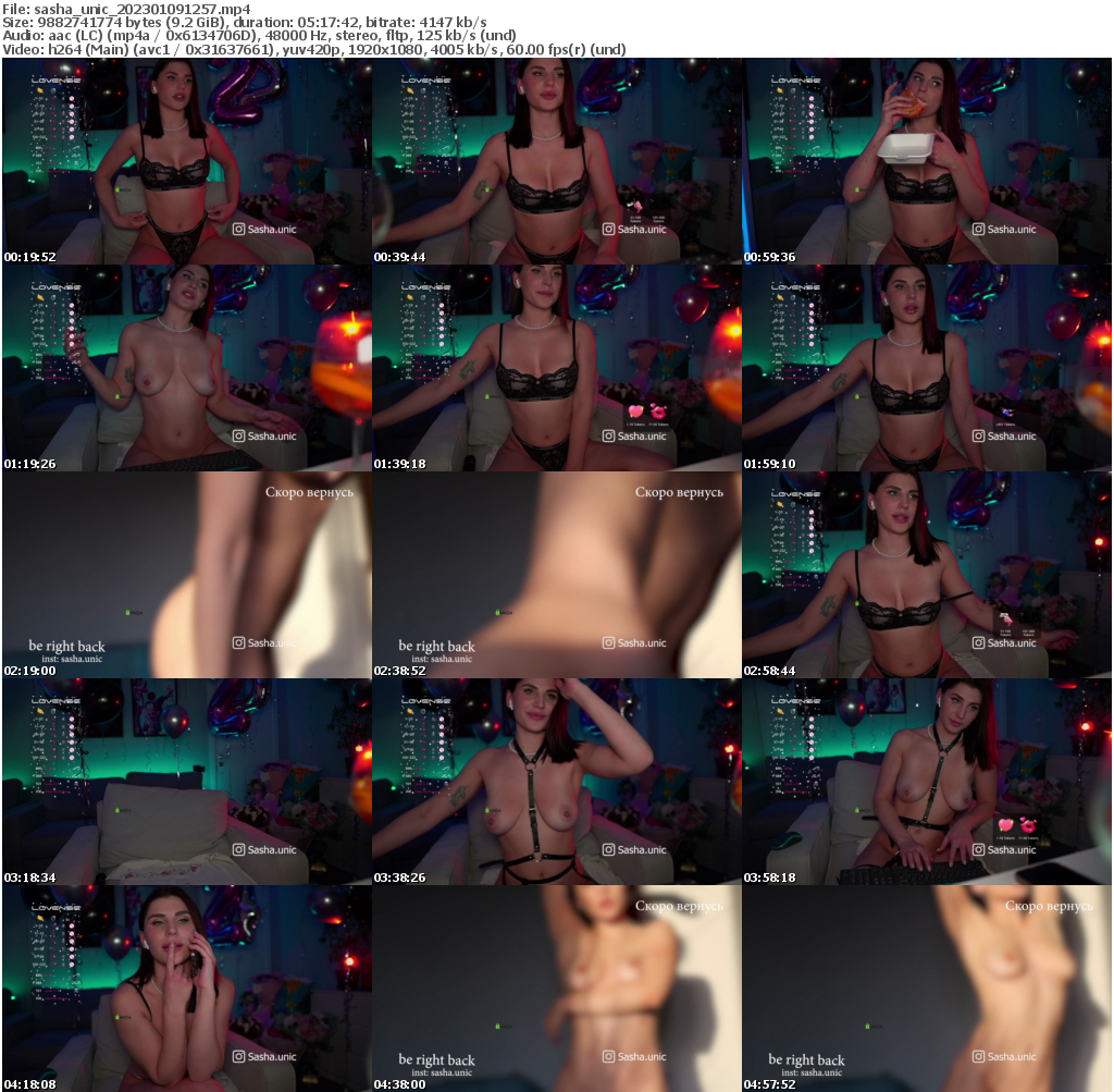 Preview thumb from sasha_unic on 2023-01-09 @ bongacams