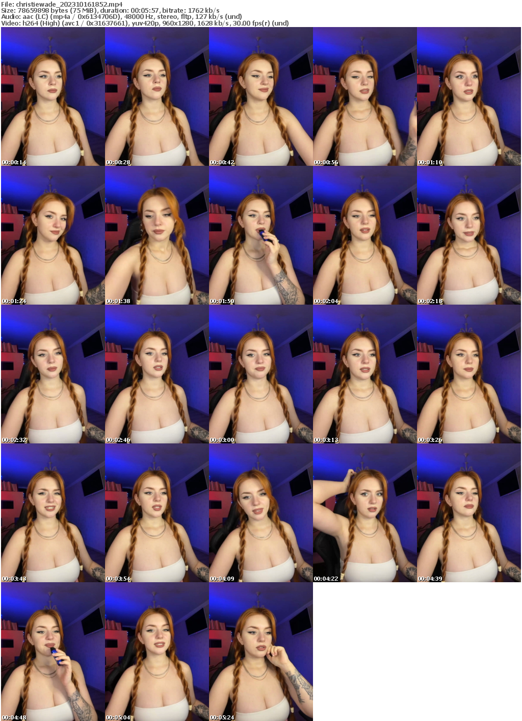 Preview thumb from christiewade on 2023-10-16 @ bongacams