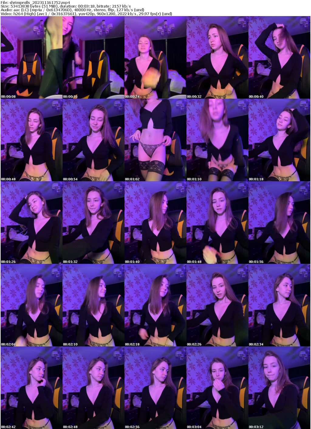 Preview thumb from shrimprolls on 2023-11-16 @ bongacams