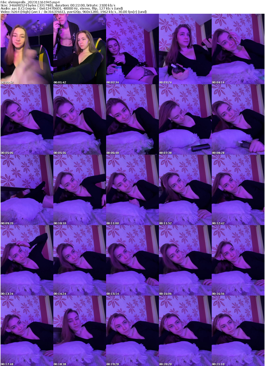 Preview thumb from shrimprolls on 2023-11-16 @ bongacams