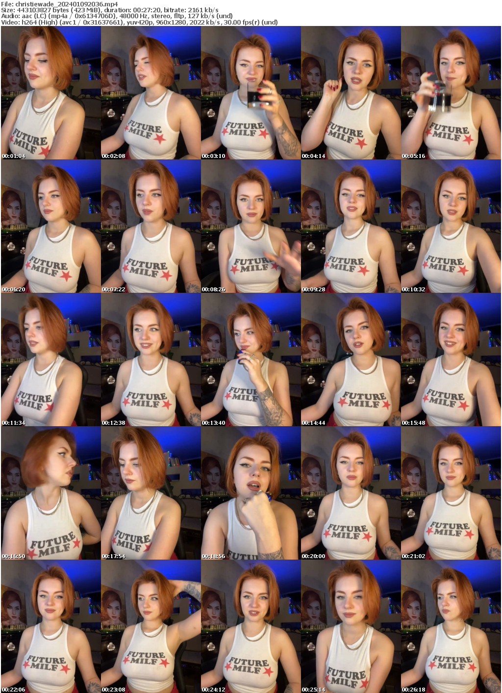 Preview thumb from christiewade on 2024-01-09 @ bongacams