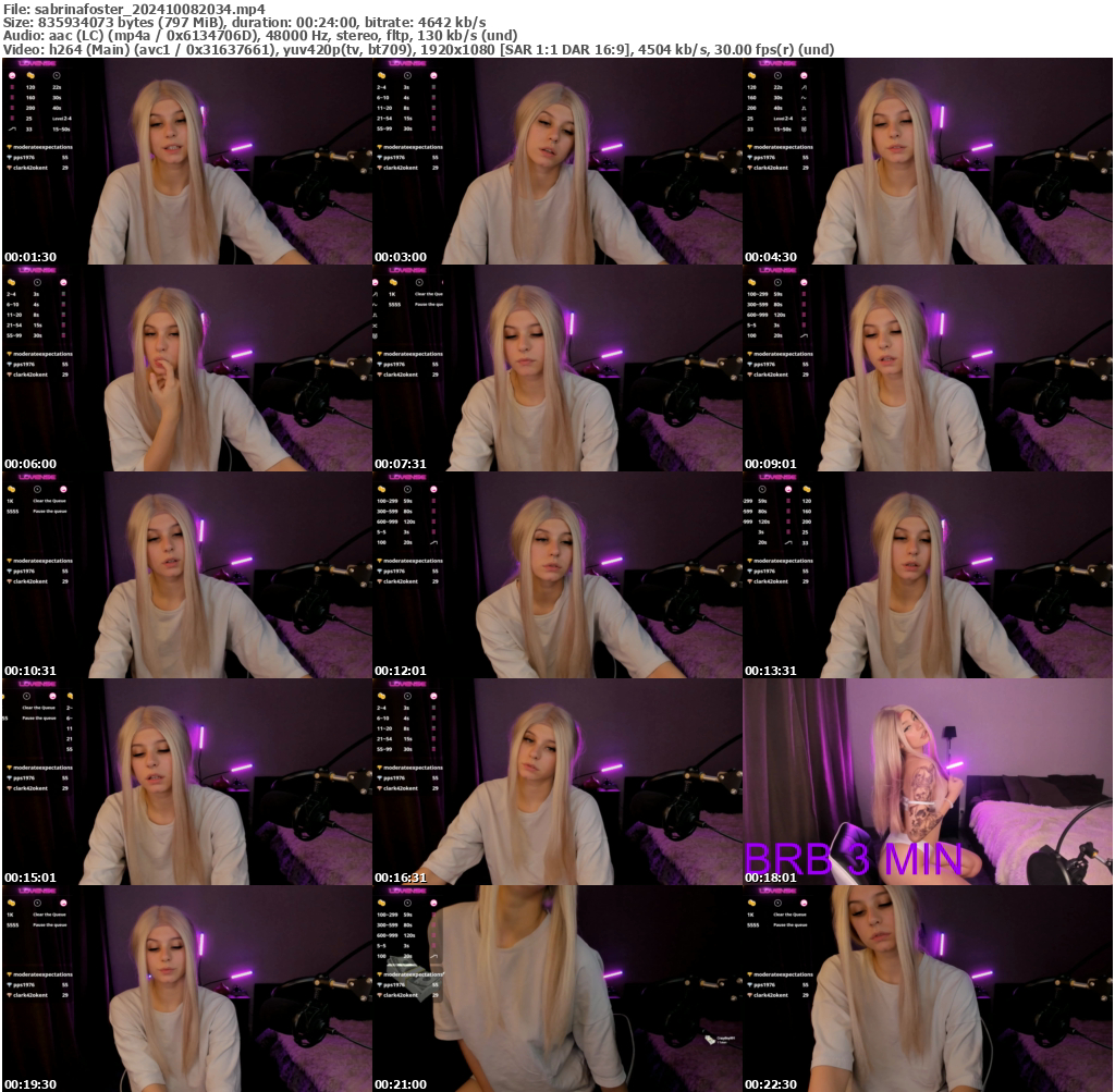 Preview thumb from sabrinafoster on 2024-10-08 @ bongacams