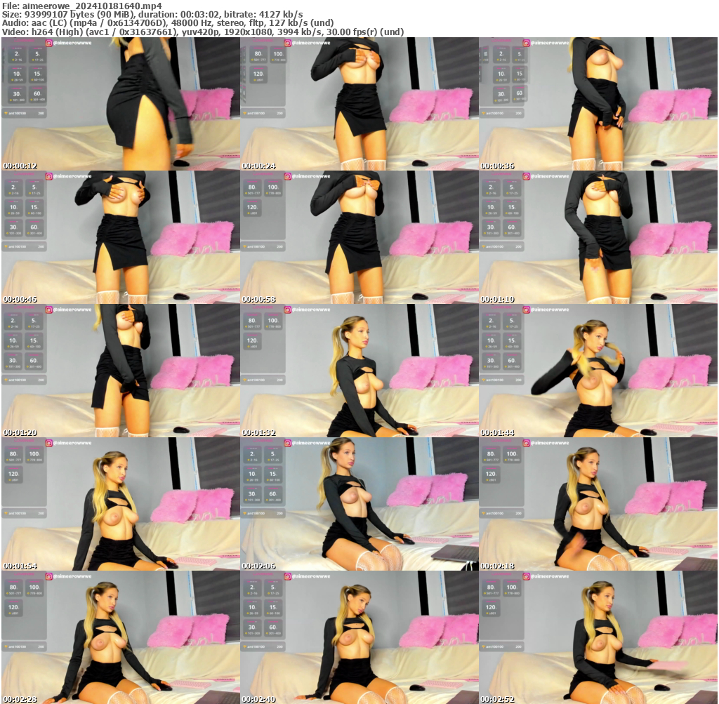 Preview thumb from aimeerowe on 2024-10-18 @ bongacams