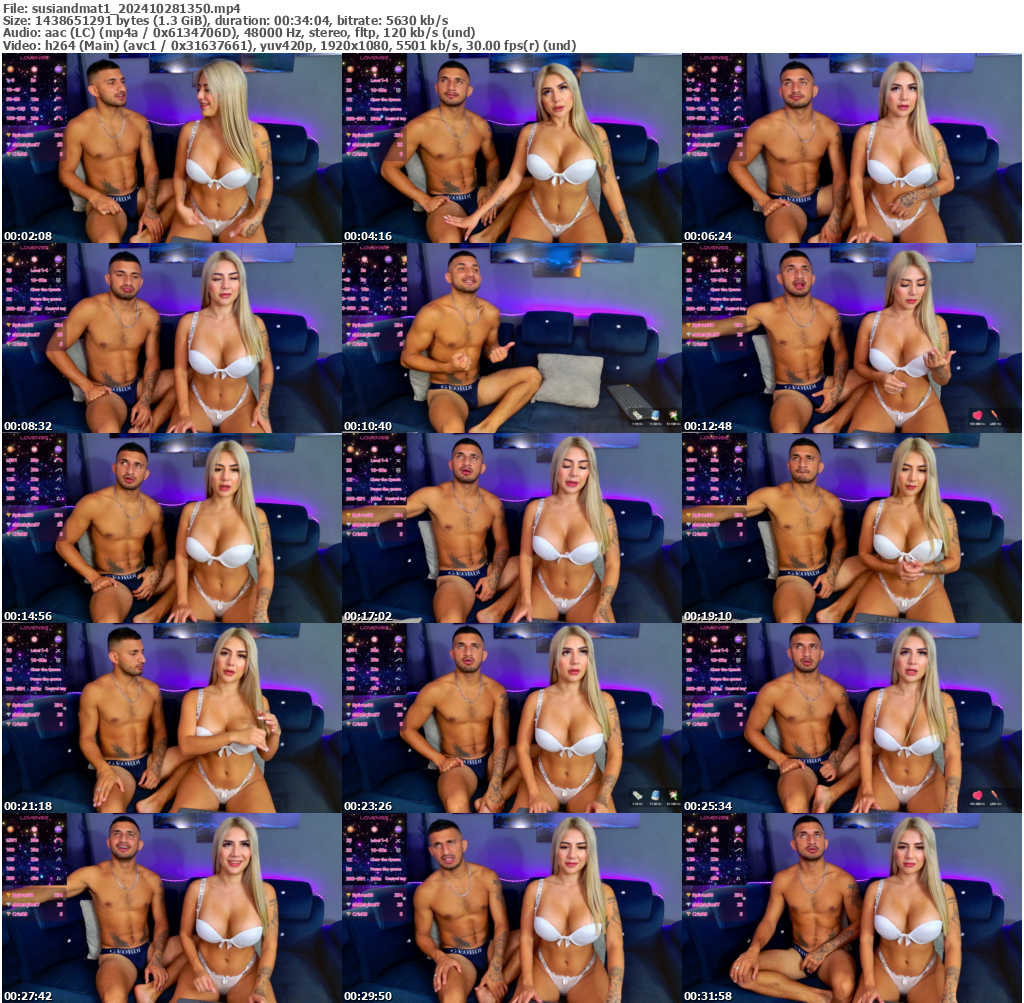 Preview thumb from susiandmat1 on 2024-10-28 @ bongacams