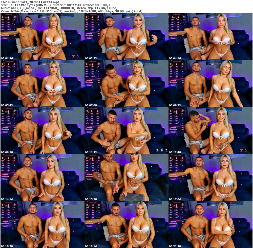 Preview thumb from susiandmat1 on 2024-11-12 @ bongacams