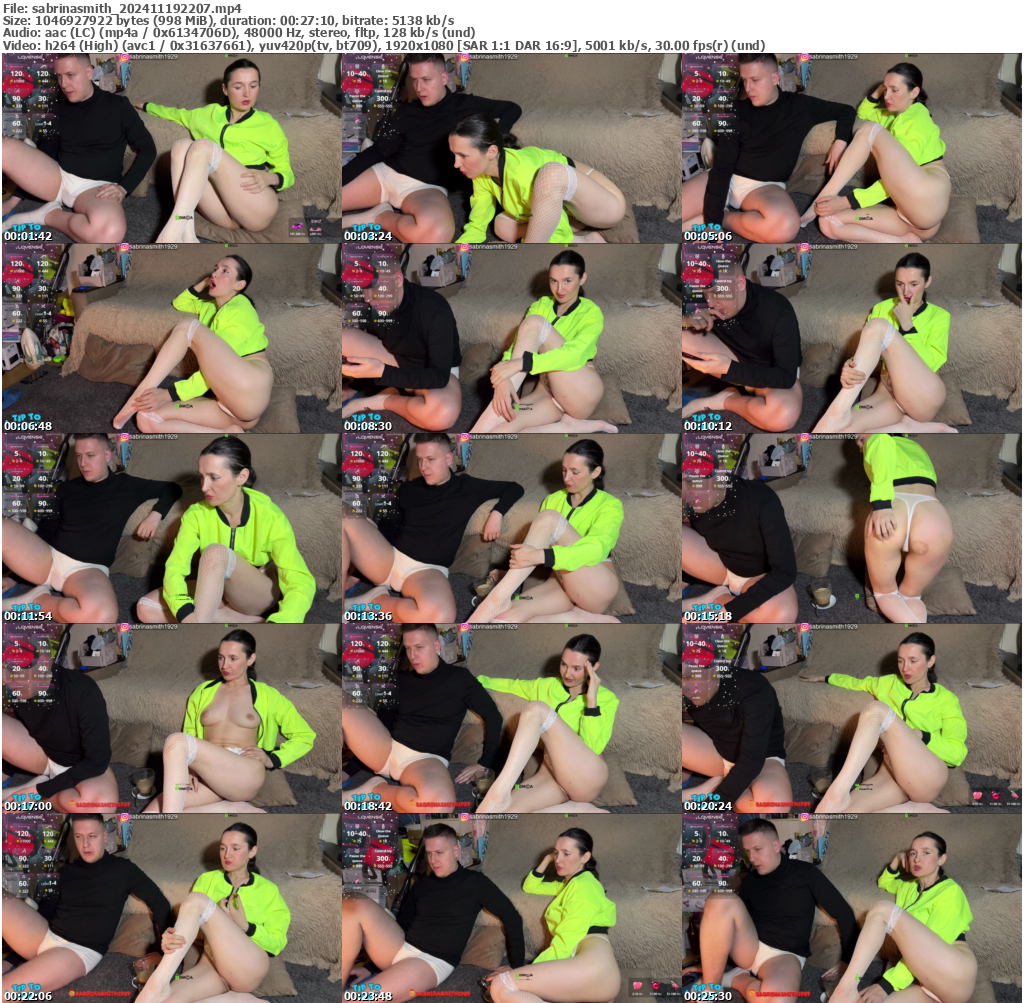 Preview thumb from sabrinasmith on 2024-11-19 @ bongacams