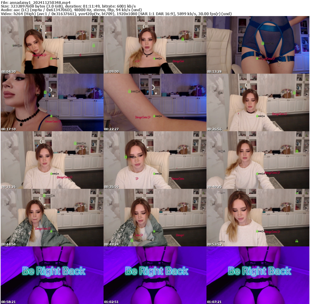 Preview thumb from annadaisy1 on 2024-11-25 @ bongacams