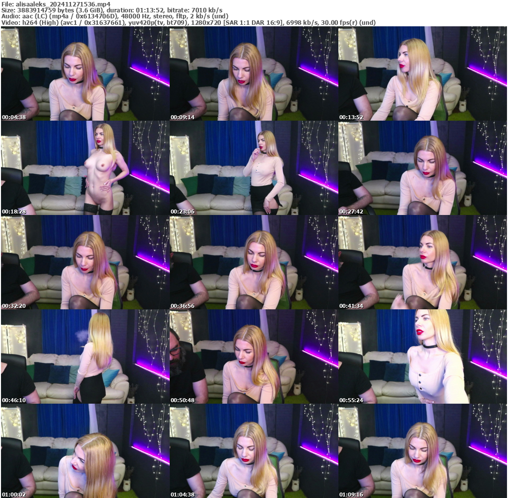 Preview thumb from alisaaleks on 2024-11-27 @ bongacams